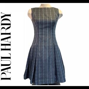 Paul Hardy blue gray metallic sleeveless dress SzS